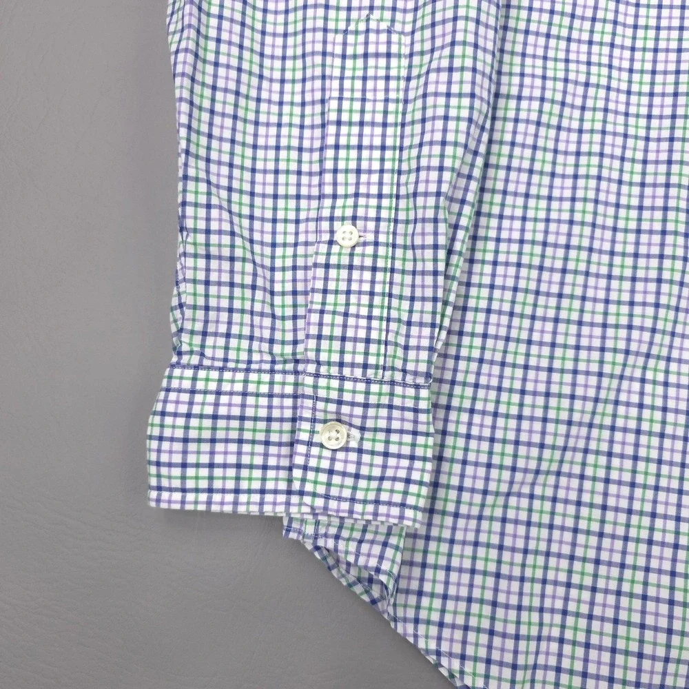Ralph Lauren Shirt Mens Large Blue Green Check Long Sleeve Button Down Cotton
